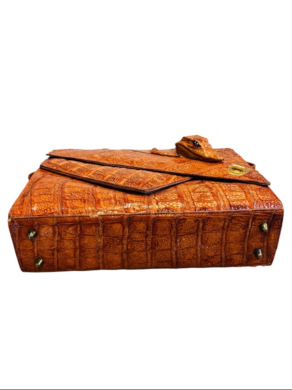 Vintage Crocodile Skin Shoulder Bag in Rich Brown - Picture 6 of 11